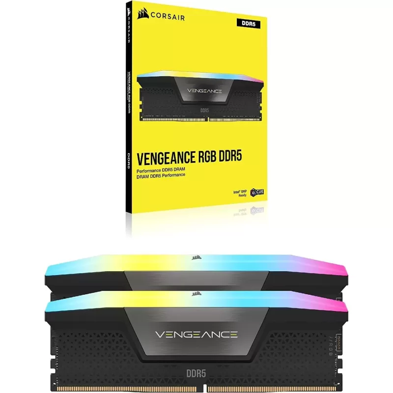 זיכרון לנייח DRAM Corsair VENGEANCE RGB CMH32GX5M2B6800C40 KIT 32GB (2x16GB) DDR5 DIMM 6800MHz CL40 צבע שחור