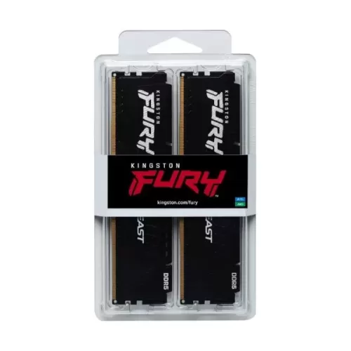 זיכרון לנייח DRAM Kingston FURY Beast KF552C40BB2K2-64 KIT 64GB (2x32GB) DDR5 DIMM 5200MHz 40 1.25V צבע שחור