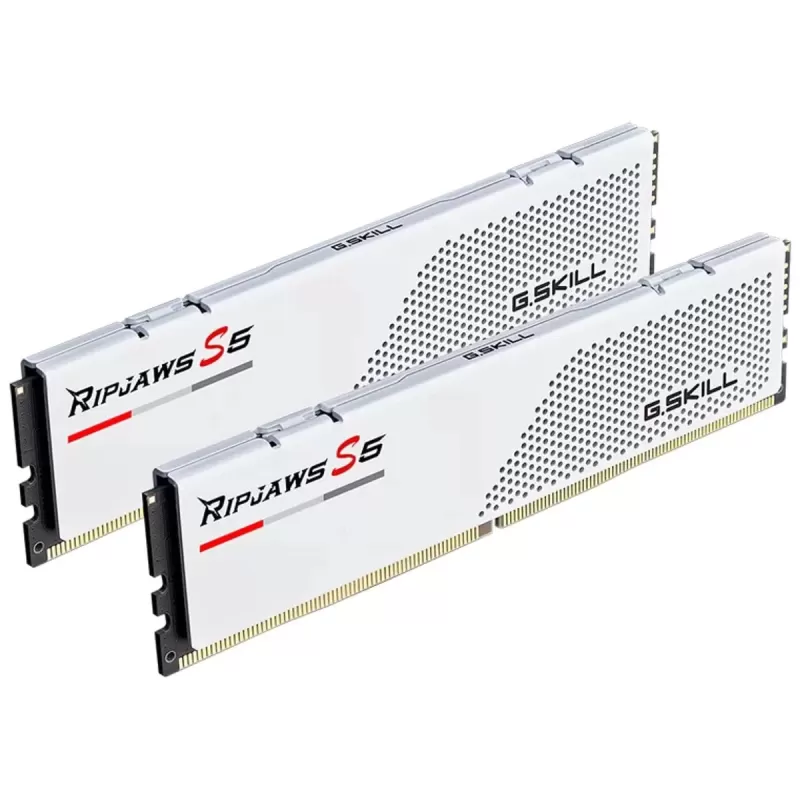 זיכרון לנייח DRAM G.Skill Ripjaws S5 6400J3648F16GX2-RS5W KIT 32GB (2x16GB) DDR5 DIMM 6400MHz CL36 Intel XMP 3.0 1.35V צבע לבן