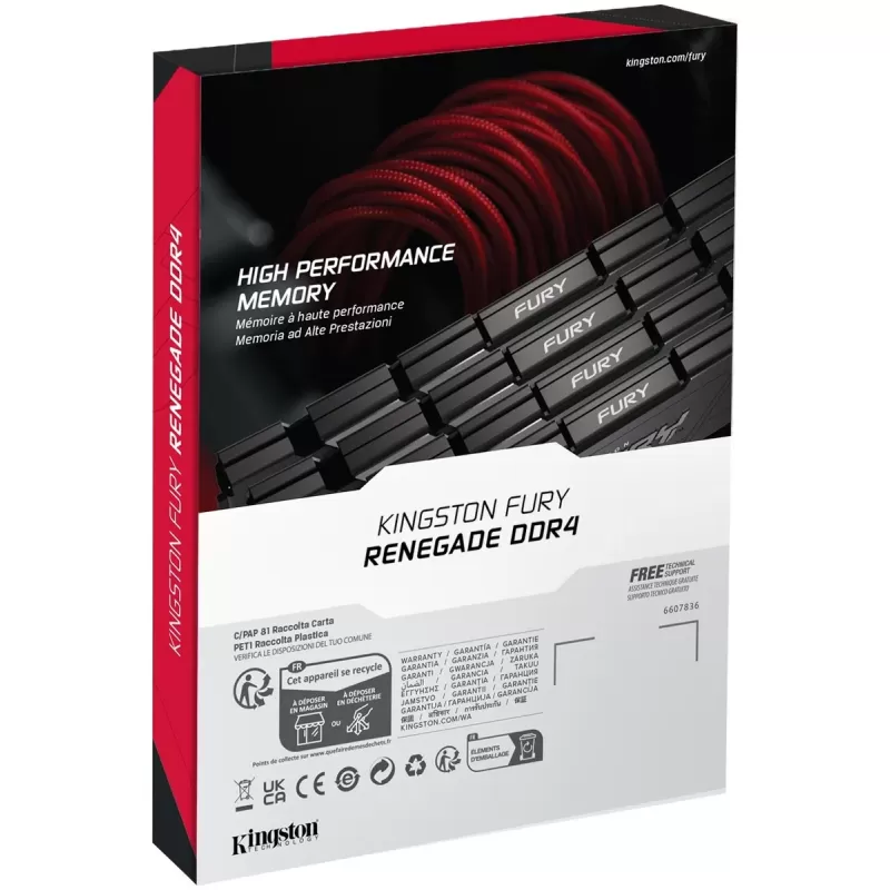Desktop Memory DRAM Kingston FURY Renegade DDR4 32GB Kit (2x16) 3600MHz CL16 1Gx8 black KF436C16RB12K2/32 32GB DDR4 3600MHz