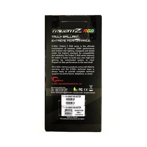 Desktop Memory DRAM G.Skill Trident Z RGB F4-3000C16S-8GTZR 8GB DDR4 DIMM 3000MHz CL16 OEM, no package