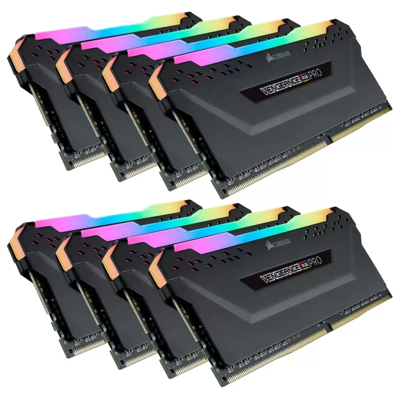 Оперативная память DRAM Corsair VENGEANCE RGB PRO CMW256GX4M8E3200C16 KIT 256GB (8X32GB) DDR4 DIMM 3200MHz 16-20-20-38 Цвет:чёрный