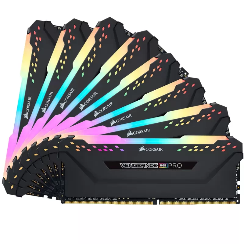 Оперативная память DRAM Corsair VENGEANCE RGB PRO CMW256GX4M8E3200C16 KIT 256GB (8X32GB) DDR4 DIMM 3200MHz 16-20-20-38 Цвет:чёрный