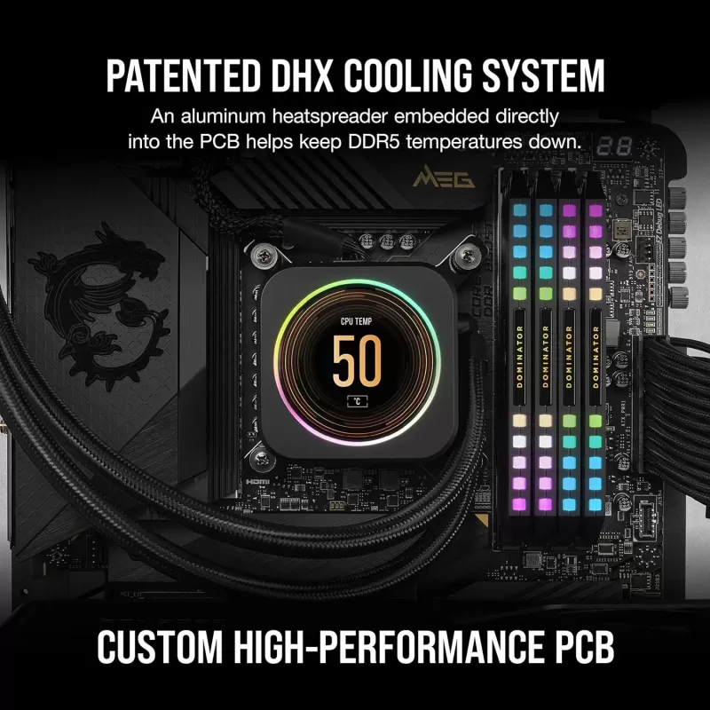Desktop Memory DRAM Corsair DOMINATOR PLATINUM RGB CMT32GX5M2B6400C32 KIT 32GB (2x16GB) DDR5 DIMM 6400MHz CL32 Color:black