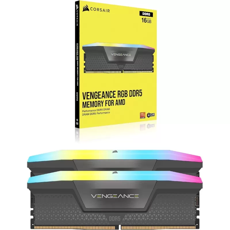 Desktop Memory DRAM Corsair VENGEANCE RGB CMH64GX5M2B5600Z36K KIT 64GB (2X32GB) DDR5 DIMM 5600MHz CL36 Color:black