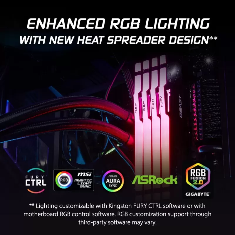 זיכרון לנייח DRAM Kingston Fury Beast RGB KF560C36BBEAK2-32 KIT 32GB (2x16GB) DDR5 DIMM 6000MHz CL36 צבע שחור זיכרון לנייח DRAM Kingston Fury Beast RGB KF560C36BBEAK2-32 KIT 32GB (2x16GB) DDR5 DIMM 6000MHz CL36 צבע שחור