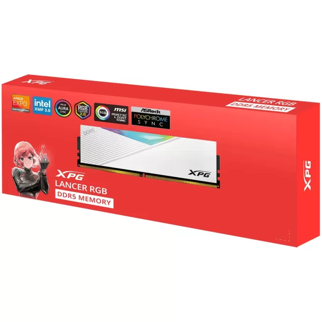 Desktop Memory DRAM Adata XPG Lancer RGB DDR5 32GB 6400MHz white AX5U6400C3232G-CLARWH 32GB DDR5 6400MHz CL32 Intel XMP 3.0 and AMD EXPO Desktop Memory DRAM Adata XPG Lancer RGB DDR5 32GB 6400MHz white AX5U6400C3232G-CLARWH 32GB DDR5 6400MHz CL32 Intel XMP 3.0 and AMD EXPO