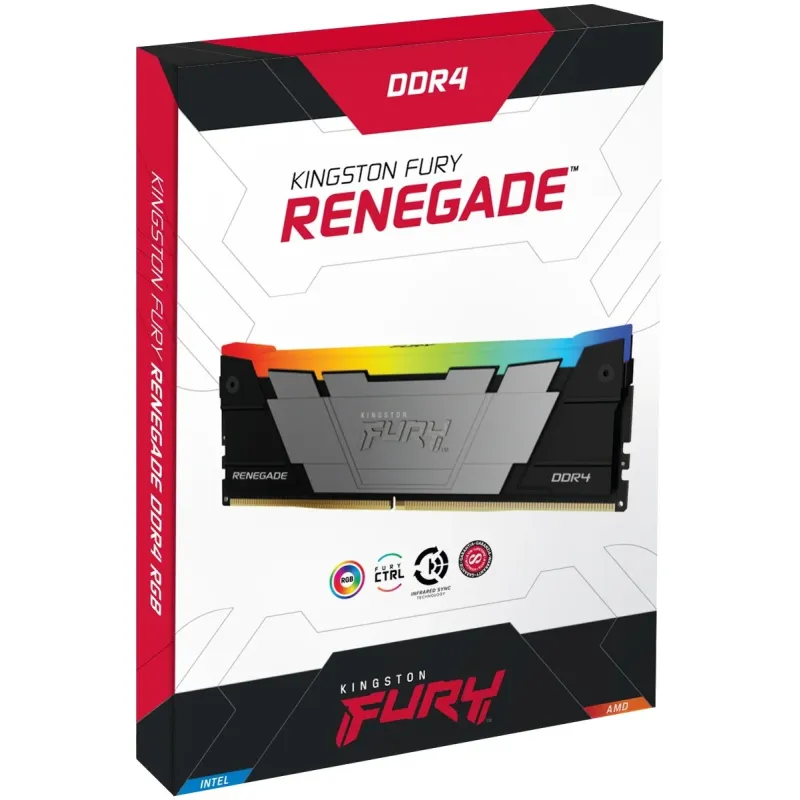 זיכרון לנייח DRAM Kingston FURY Renegade RGB DDR4 16GB Kit (2x8) 3600MHz CL16 שחור KF436C16RB2AK2/16 16GB DDR4 3600MHz