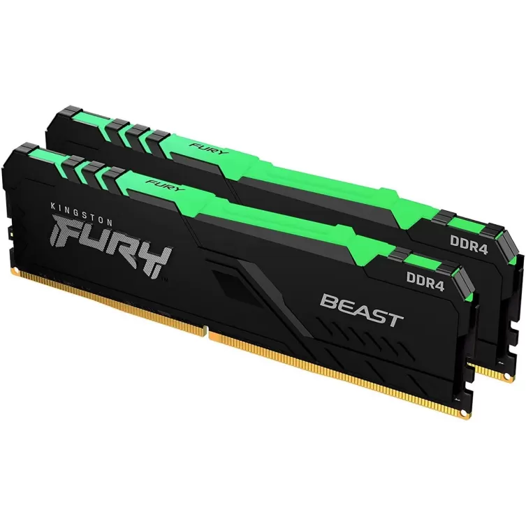 Оперативная память DRAM Kingston Fury Beast RGB KF432C16BBAK2/32 KIT 32GB (2x16GB) DDR4 DIMM 3200MHz CL16 Цвет:чёрный