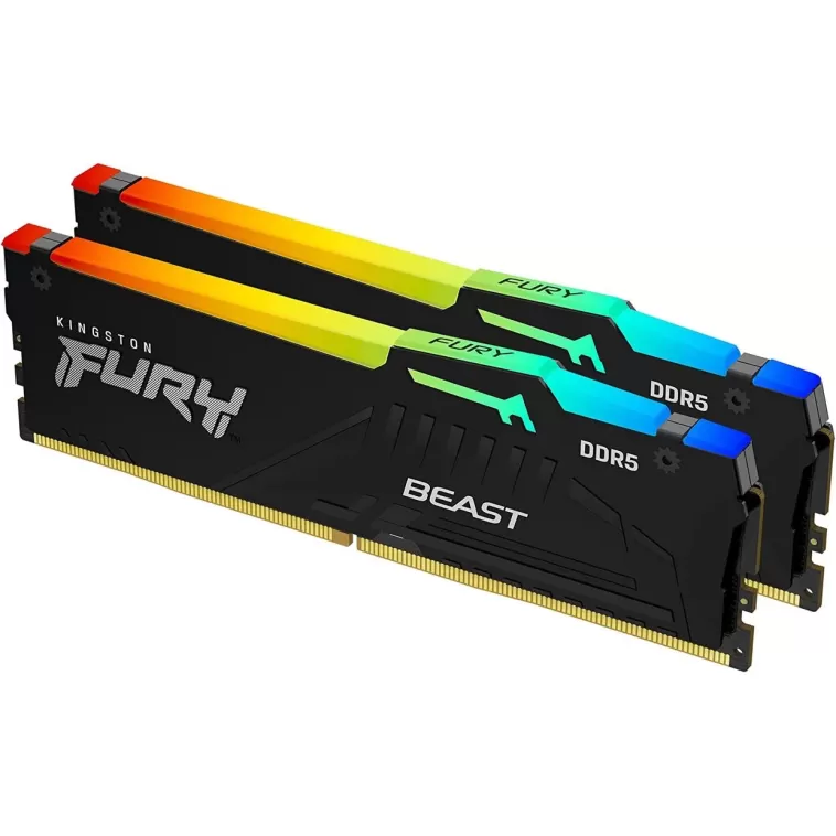 זיכרון לנייח DRAM Kingston Fury Beast RGB KF556C40BBAK2-64 KIT 64GB (2X32GB) DDR5 DIMM 5600MHz CL40 1.25V צבע שחור