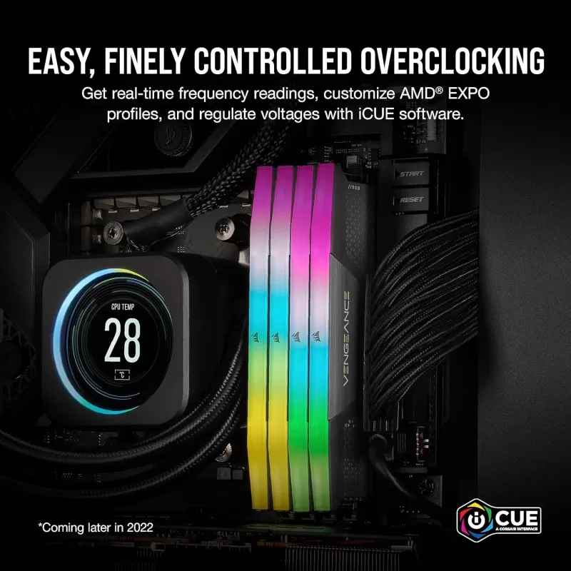 זיכרון לנייח DRAM Corsair VENGEANCE RGB CMH32GX5M2B5200Z40K KIT 32GB (2x16GB) DDR5 DIMM 5200MHz CL40 צבע שחור
