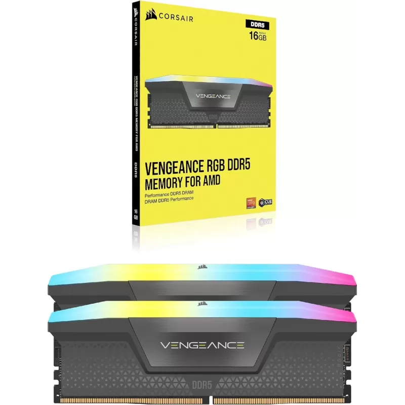 זיכרון לנייח DRAM Corsair VENGEANCE RGB CMH32GX5M2B5200Z40K KIT 32GB (2x16GB) DDR5 DIMM 5200MHz CL40 צבע שחור