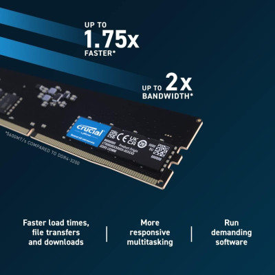 Desktop Memory DRAM Crucial CT16G56C46U5 16GB DDR5 5600MHz Color:black Desktop Memory DRAM Crucial CT16G56C46U5 16GB DDR5 5600MHz Color:black
