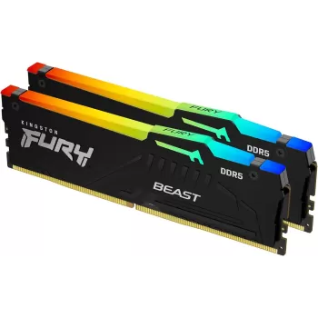 Оперативная память DRAM Kingston Fury Beast RGB KF560C36BBE2AK2-32 KIT 32GB (2x16GB) DDR5 DIMM 6000MHz CL40 AMD EXPO v1.1, Intel XMP 3.0 Цвет:чёрный