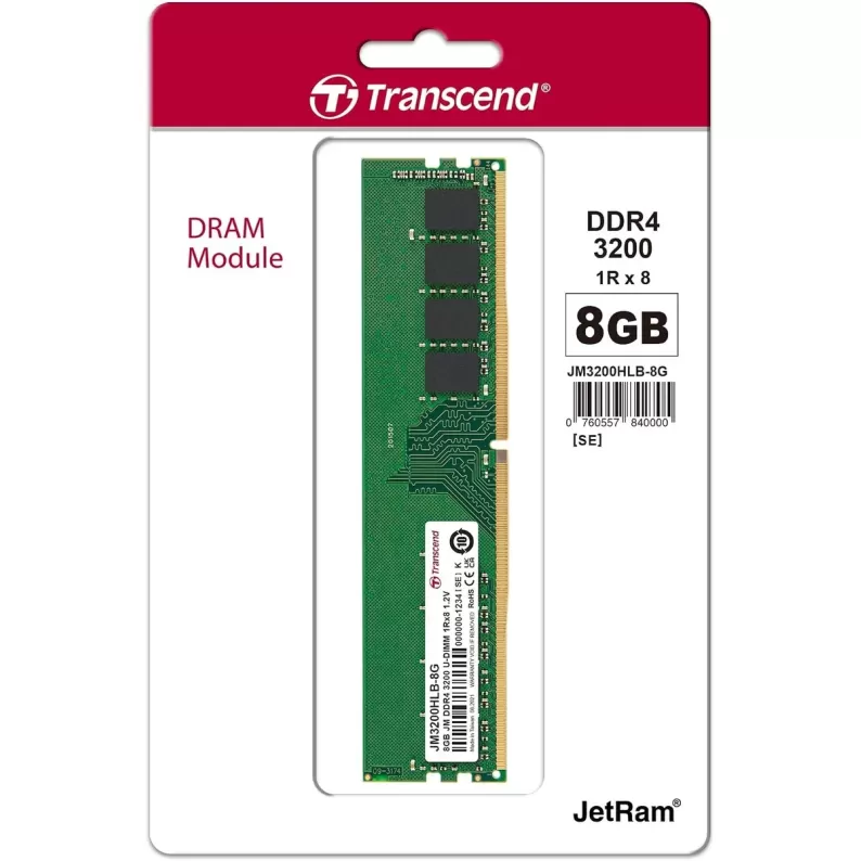 Оперативная память DRAM Transcend JetRam DDR4 3200 U-DIMM 8GB JM3200HLB-8G 8GB DDR4 3200MHz