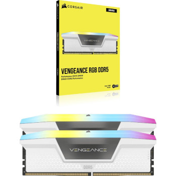 זיכרון לנייח DRAM Corsair VENGEANCE RGB CMH64GX5M2B6000C40W KIT 64GB (2X32GB)