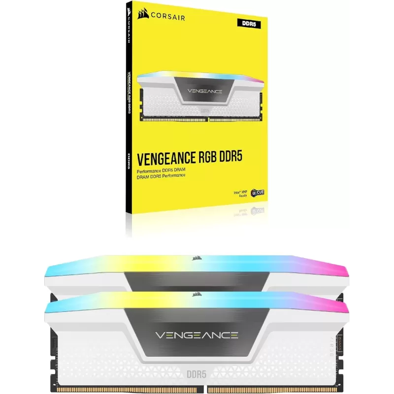 Desktop Memory DRAM Corsair Vengeance RGB CMH32GX5M2B5600C40W KIT 32GB (2x16GB) DDR5 DIMM 5600MHz CL40 Color:white