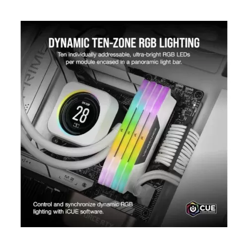 זיכרון לנייח DRAM Corsair Vengeance RGB CMH32GX5M2B6400Z32W KIT 32GB (2x16GB) DDR5 6400MHz CL32 1.1V צבע לבן