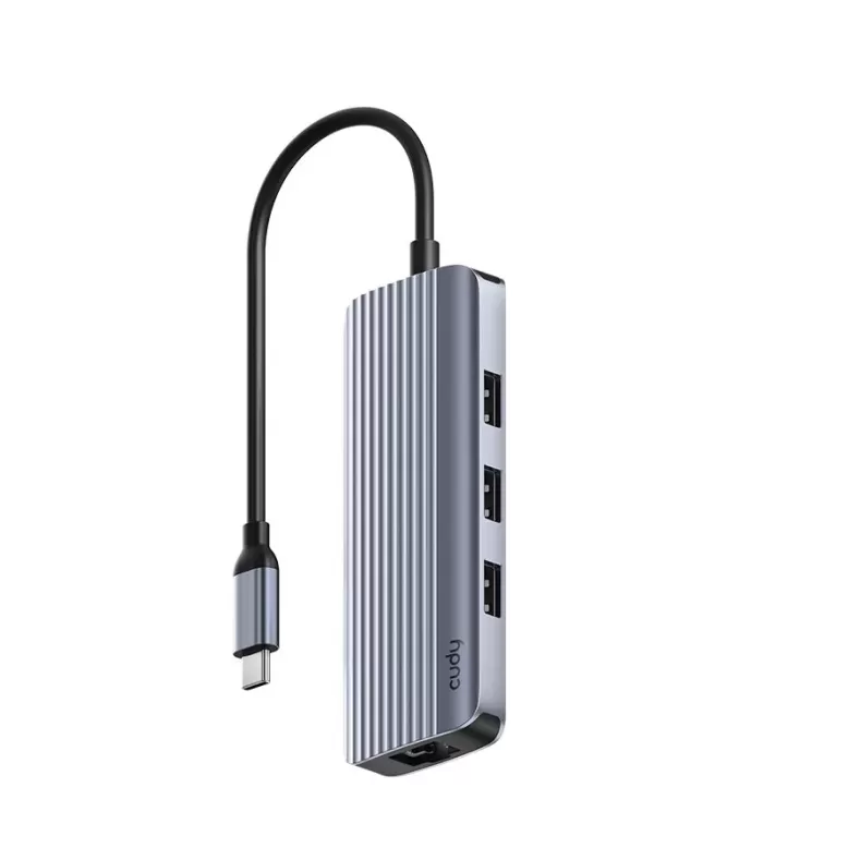 תחנת עגינה CUDY 4K-60Hz HDMI 100W PD & 6-IN-1 USB-C Hub with GbE Docking Station UH606