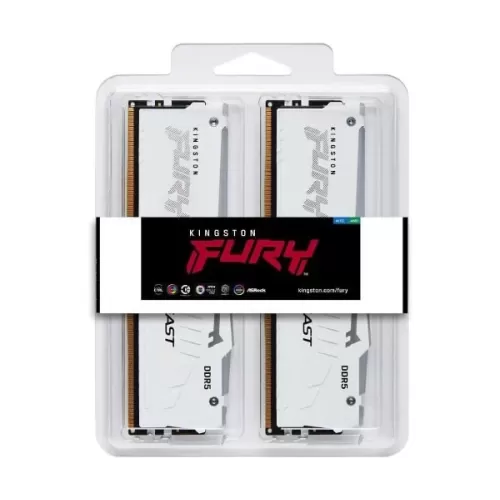 Память Kingston C32 Fury Beast RGB KF564C32BWEAK2-32 KIT 32GB - 2x16 (Dual) DDR5 6400MHz 32 1.4V Цвет:белый