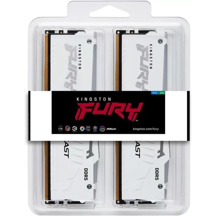 Память Kingston C32 Fury Beast RGB KF564C32BWEAK2-32 KIT 32GB - 2x16 (Dual) DDR5 6400MHz 32 1.4V Цвет:белый