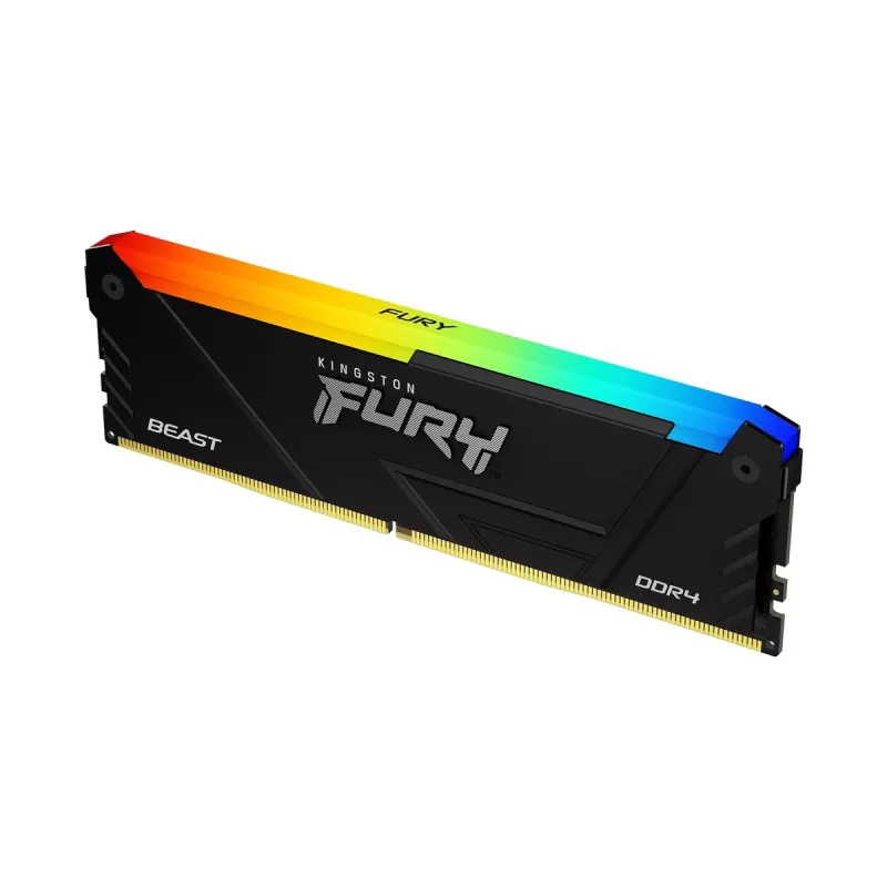 זיכרון לנייח DRAM Kingston FURY Beast RGB DDR4 64GB Kit (4x16) 3600MHz CL18 שחור KF436C18BB2AK4/64 64GB DDR4 3600MHz