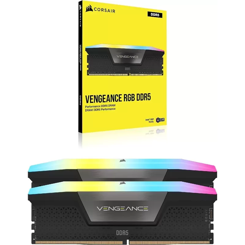 זיכרון לנייח DRAM Corsair VENGEANCE RGB CMH32GX5M2B6400C32 KIT 32GB (2x16GB) DDR5 DIMM 6400MHz CL32 צבע שחור