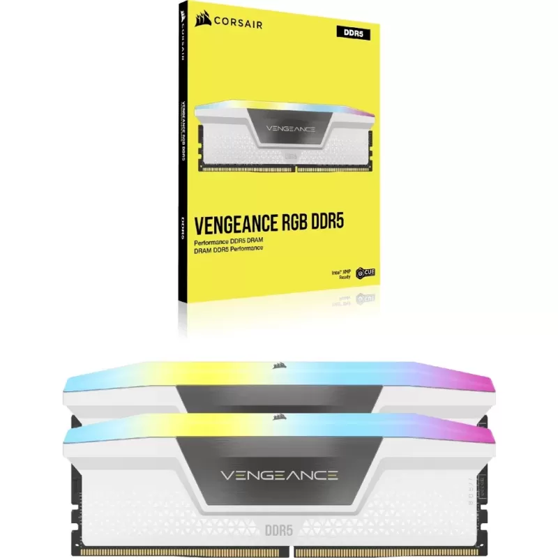 זיכרון לנייח DRAM Corsair VENGEANCE RGB CMH64GX5M2B6000C40W KIT 64GB (2X32GB)