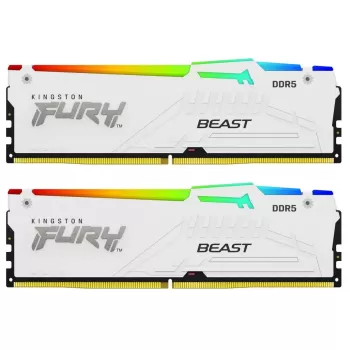 Оперативная память DRAM Kingston Fury Beast RGB KF556C36BWEAK2-32 KIT 32GB (2x16GB) DDR5 5600MHz CL36 1.25V Цвет:белый