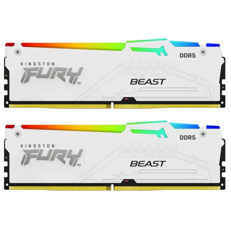 Оперативная память DRAM Kingston Fury Beast RGB KF556C36BWEAK2-32 KIT 32GB (2x16GB) DDR5 5600MHz CL36 1.25V Цвет:белый