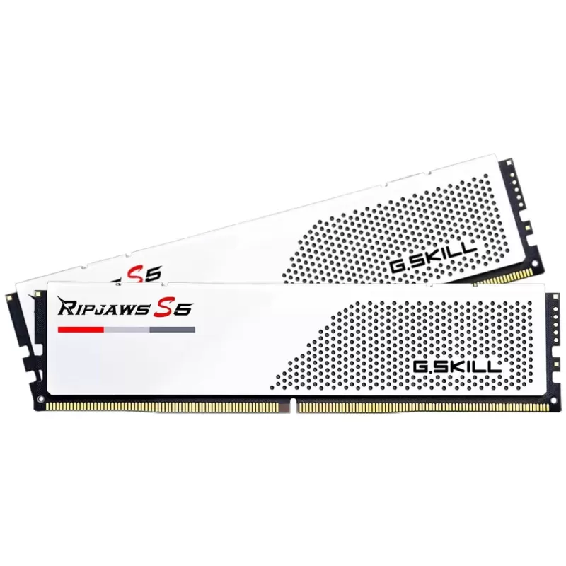 זיכרון לנייח DRAM G.Skill Ripjaws S5 6000J3238F16GX2-RS5W KIT 32GB (2x16GB) DDR5 DIMM 6000MHz CL32 Intel XMP 3.0 1.35V צבע לבן