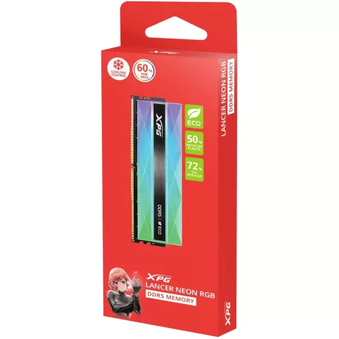 Оперативная память DRAM Adata XPG Lancer Neon RGB DDR5 16GB 6000MHz AX5U6000C3016G-CLANRSG 16GB DDR5 6000MHz CL30 Intel XMP 3.0 and AMD EXPO