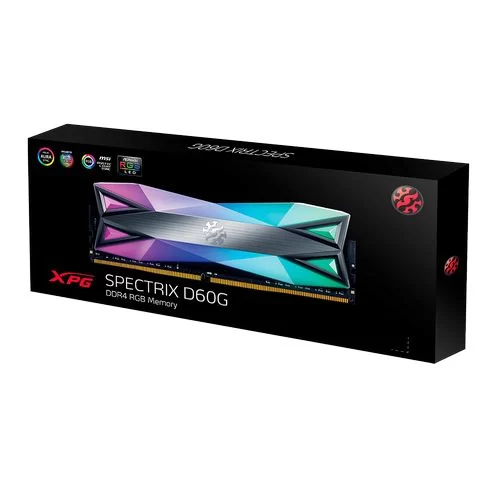 זיכרון לנייח DRAM Adata XPG SPECTRIX D60G AX4U360038G17-DT60 KIT 16GB (2X8GB) DDR4 DIMM 3600MHz CL17-18-18 צבע אפור