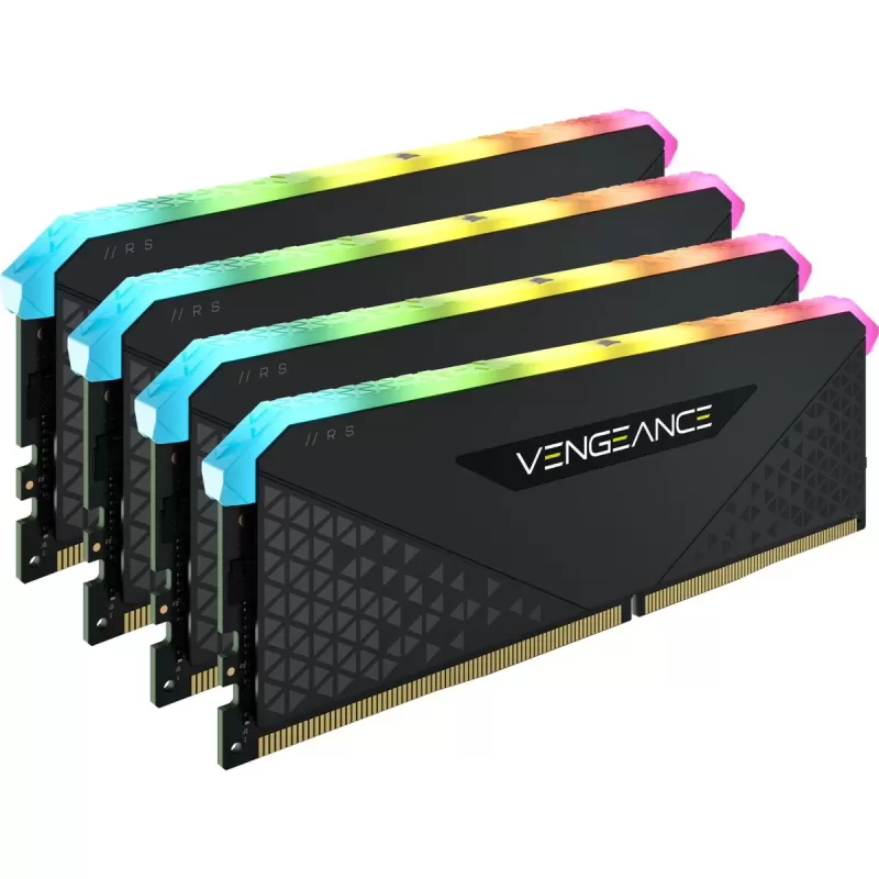 Оперативная память DRAM Corsair VENGEANCE RGB RS CMG64GX4M4E3200C16 KIT 64GB (4X16GB) DDR4 DIMM 3600MHz 16-20-20-38 Цвет:чёрный