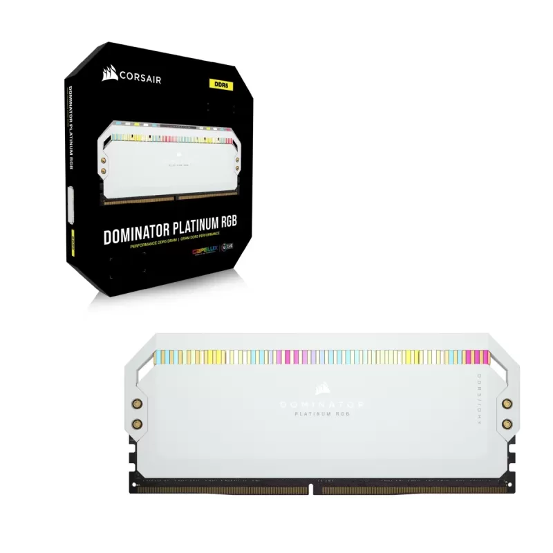 זיכרון לנייח DRAM Corsair DOMINATOR PLATINUM RGB CMT32GX5M2B5600C36W KIT 32GB (2x16GB) DDR5 DIMM 5600MHz C36 צבע לבן
