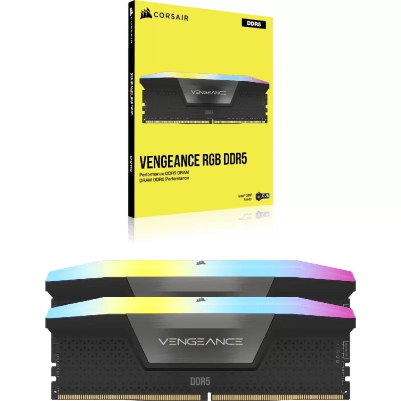 Desktop Memory DRAM Corsair VENGEANCE RGB CMH64GX5M2B6000Z40 KIT 64GB (2X32GB) DDR5 DIMM 6000MHz CL40 Color:black