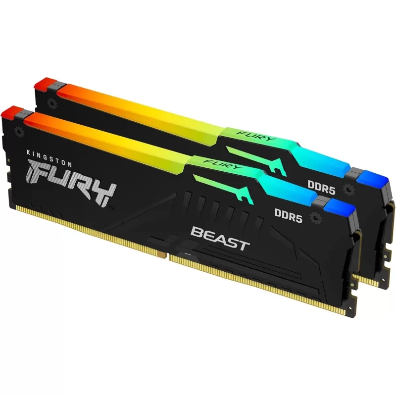 זיכרון לנייח DRAM Kingston Fury Beast RGB שחור KF560C30BBAK2-32 KIT 32GB (2x16GB) DDR5 DIMM 6000MHz CL30