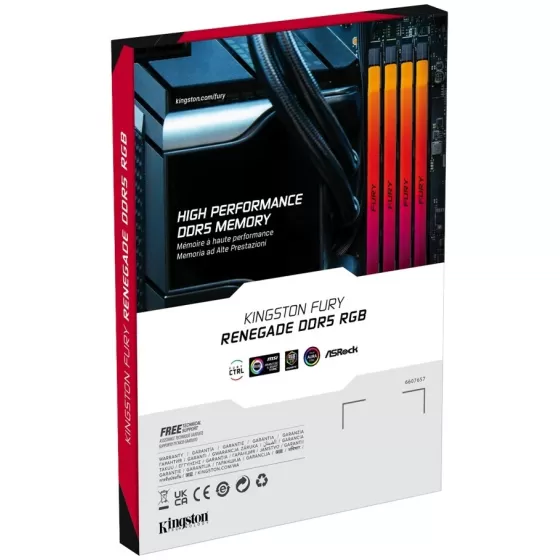 זיכרון לנייח DRAM Kingston FURY Renegade RGB DDR5 32GB (2x16GB) 7200MHz CL38 KF572C38RSAK2-32 32GB DDR5 7200MHz צבע כסוף, שחור זיכרון לנייח DRAM Kingston FURY Renegade RGB DDR5 32GB (2x16GB) 7200MHz CL38 KF572C38RSAK2-32 32GB DDR5 7200MHz צבע כסוף, שחור