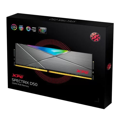 Desktop Memory DRAM Adata XPG SPECTRIX D50 AX4U320038G16A-ST50 8GB DDR4 DIMM 3200MHz CL16-20-20 Color:gray