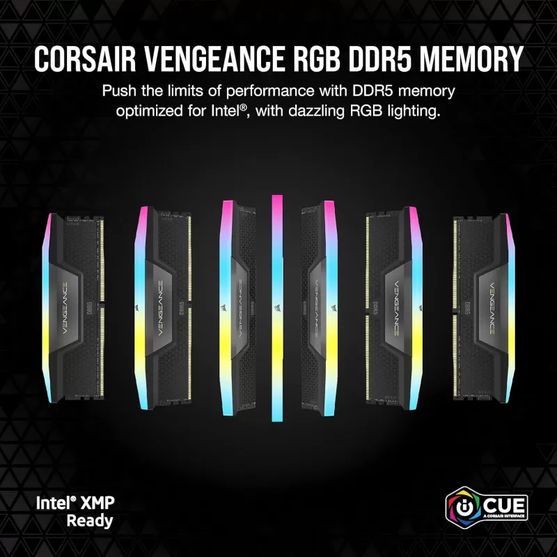 זיכרון לנייח DRAM Corsair Vengeance RGB CMH96GX5M2B5600C40 KIT 96GB (2X48GB) DDR5 DIMM 5600MHz CL40 צבע שחור
