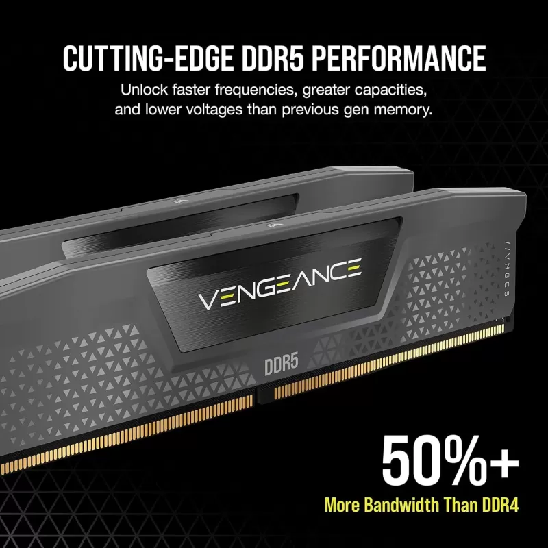 זיכרון לנייח DRAM Corsair Vengeance CMK64GX5M2B6000Z30 KIT 64GB (2X32GB) DDR5 DIMM 6000MHz C30 צבע שחור