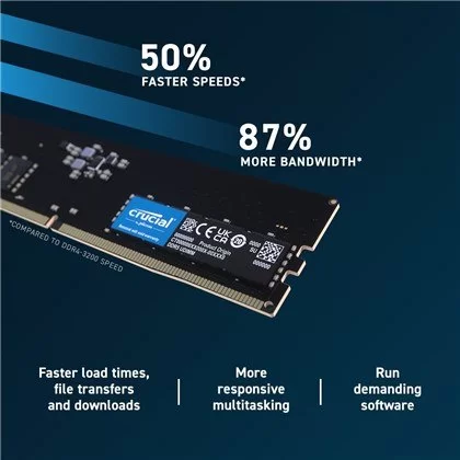 זיכרון לנייח DRAM Crucial DDR5 64GB 6400 CUDIMM CL52 CT64G64C52CU5 64GB DDR5 DIMM 6400MHz