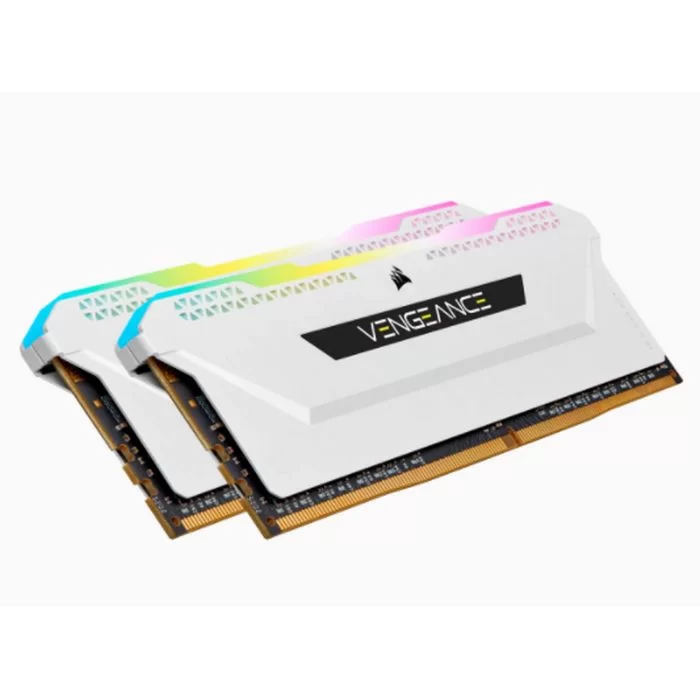 זיכרון לנייח DRAM Corsair VENGEANCE RGB PRO SL CMH32GX4M2E3200C16W KIT 32GB (2x16GB) DDR4 DIMM 3200MHz CL16 צבע לבן