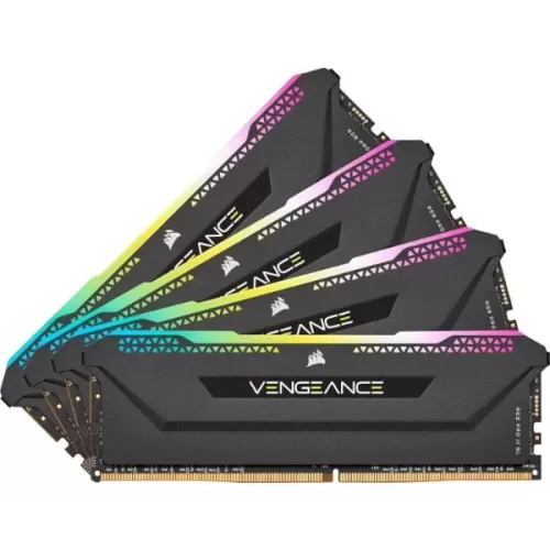 זיכרון לנייח DRAM Corsair VENGEANCE RGB PRO SL שחור CMH32GX4M4E3200C16 KIT 32GB (4x8GB) DDR4 DIMM 3200MHz 16 1.35V