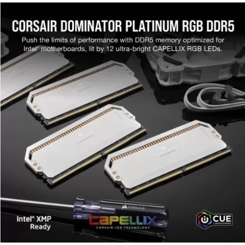 זיכרון לנייח DRAM Corsair DOMINATOR PLATINUM RGB CMT64GX5M2B5200C40W KIT 64GB (2X32GB) DDR5 DIMM 5200MHz 40-40-40-77 צבע לבן זיכרון לנייח DRAM Corsair DOMINATOR PLATINUM RGB CMT64GX5M2B5200C40W KIT 64GB (2X32GB) DDR5 DIMM 5200MHz 40-40-40-77 צבע לבן