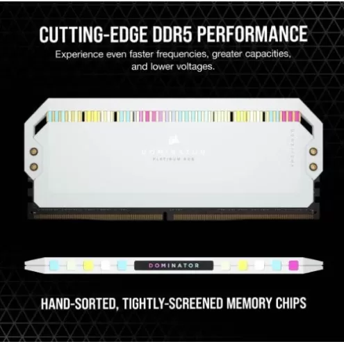 זיכרון לנייח DRAM Corsair DOMINATOR PLATINUM RGB CMT64GX5M2B5200C40W KIT 64GB (2X32GB) DDR5 DIMM 5200MHz 40-40-40-77 צבע לבן זיכרון לנייח DRAM Corsair DOMINATOR PLATINUM RGB CMT64GX5M2B5200C40W KIT 64GB (2X32GB) DDR5 DIMM 5200MHz 40-40-40-77 צבע לבן