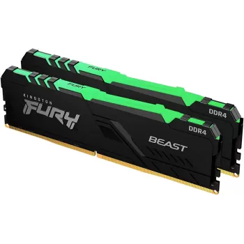 זיכרון לנייח DRAM Kingston Fury Beast RGB KF432C16BBAK2/16 KIT 16GB (2X8GB) DDR4 3200MHz 16-18-18 1.35V צבע שחור