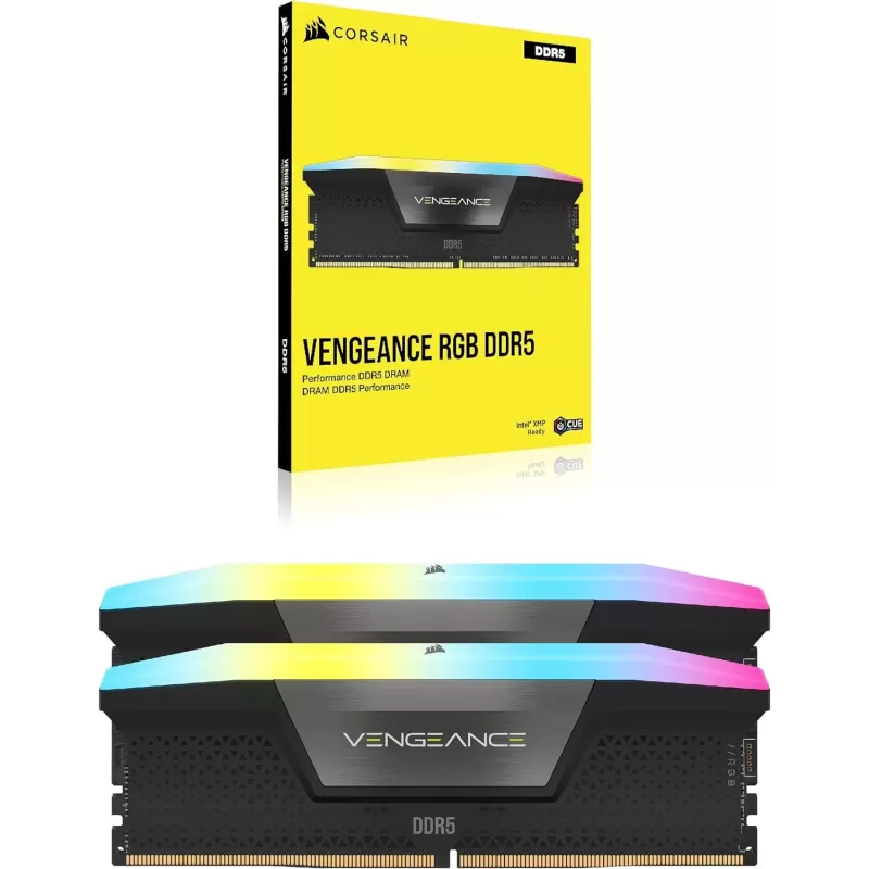 Оперативная память DRAM Corsair VENGEANCE RGB CMH32GX5M2B6000Z30K KIT 32GB (2x16GB) DDR5 DIMM 6000MHz CL30 Цвет:чёрный