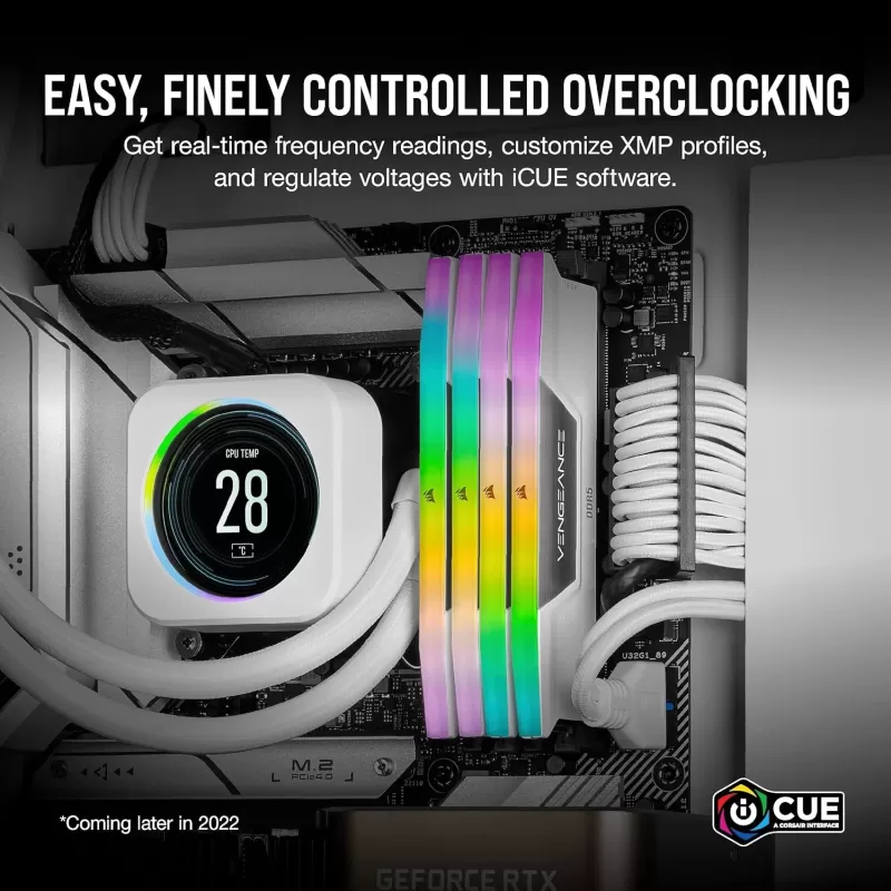 Оперативная память DRAM Corsair VENGEANCE RGB CMH64GX5M2B5600C40W KIT 64GB (2X32GB) DDR5 DIMM 5600MHz CL40 Цвет:белый Оперативная память DRAM Corsair VENGEANCE RGB CMH64GX5M2B5600C40W KIT 64GB (2X32GB) DDR5 DIMM 5600MHz CL40 Цвет:белый