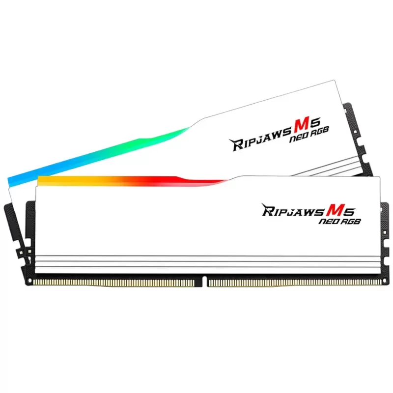 Desktop Memory DRAM G.Skill Ripjaws M5 Neo RGB white 6000J2836G32GX2-RM5NRW KIT 64GB (2X32GB) DDR5 DIMM 6000MHz CL28 1.4V Desktop Memory DRAM G.Skill Ripjaws M5 Neo RGB white 6000J2836G32GX2-RM5NRW KIT 64GB (2X32GB) DDR5 DIMM 6000MHz CL28 1.4V